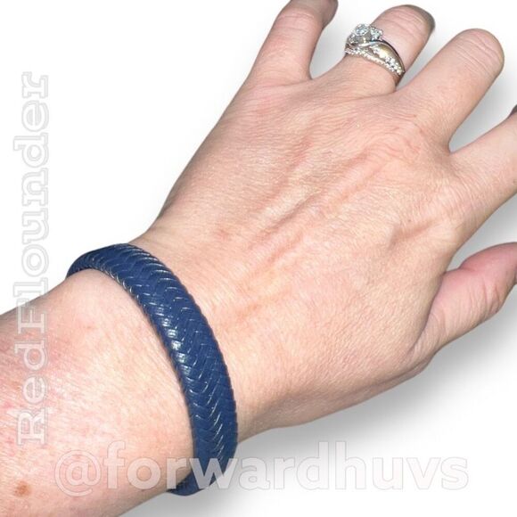 Blue Braided Vegan Leather Bracelet | Magnetic Clasp - Picture 5 of 9